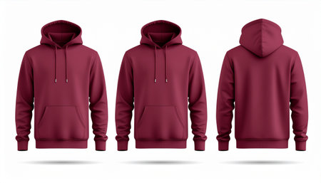 Realistic Detailed 3d Blank Red Hoodie Mockup. Vectorのイラスト素材