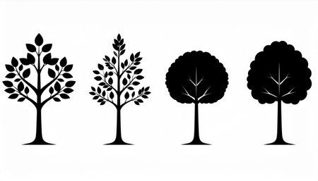 Set of tree silhouettes isolated on white background. Vector illustration.のイラスト素材