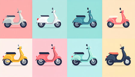 Set of scooter in flat design style. Vector illustration EPS 10のイラスト素材