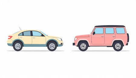 Set of retro cars on a white background. Vector illustration in cartoon style.のイラスト素材