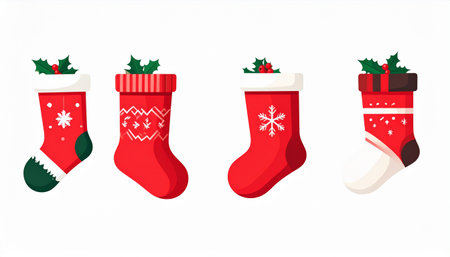 Set of Christmas socks isolated on a white background. Vector illustration.のイラスト素材