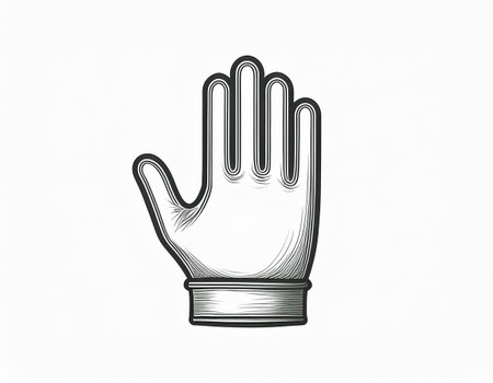 Hand in glove on white background. Vector illustration of hand in glove.のイラスト素材