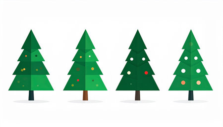 Christmas tree vector illustration, isolated on white background. Flat design.のイラスト素材