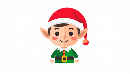 Cute Christmas elf. Vector illustration isolated on a white background.のイラスト素材