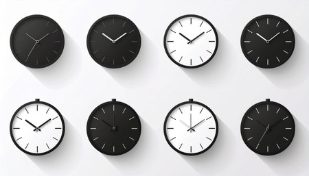 Set of black clock icons isolated on white background. Vector illustration.のイラスト素材