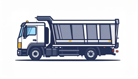 Garbage truck isolated on white background. Vector flat cartoon illustration.のイラスト素材