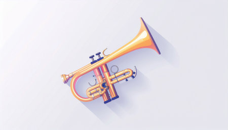 Trumpet icon. Vector illustration of a musical instrument on a white background.のイラスト素材