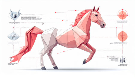 Origami polygonal horse. Polygonal horse. Vector illustration.のイラスト素材