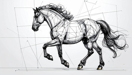 Horse with mane and long mane. Vector illustration.のイラスト素材