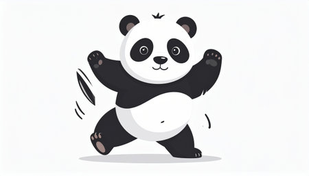 Cute cartoon panda dancing isolated on white background. Vector illustration.のイラスト素材