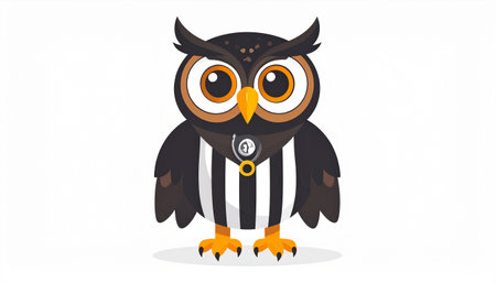 Owl in a referee's uniform. Vector illustration isolated on white background.のイラスト素材