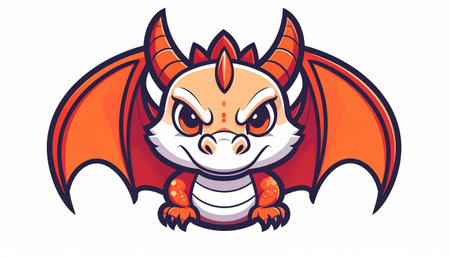 Cute cartoon dragon mascot. Vector illustration isolated on white background.のイラスト素材