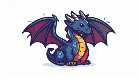 Vector illustration of cute cartoon dragon. Isolated on white background.のイラスト素材
