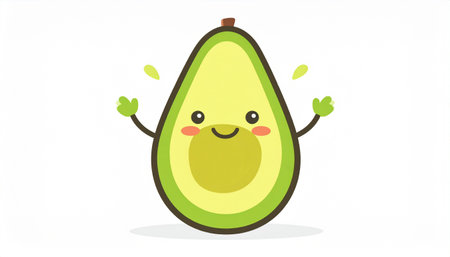 Avocado fruit character. Cute cartoon avocado character. Vector illustration.のイラスト素材
