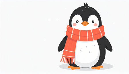 Cute penguin with scarf. Vector illustration in cartoon style.のイラスト素材
