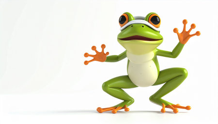 illustration of funny frog cartoon character on white background with clipping pathのイラスト素材