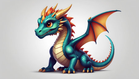 Dragon isolated on white background. 3D illustration. Eps 10.のイラスト素材