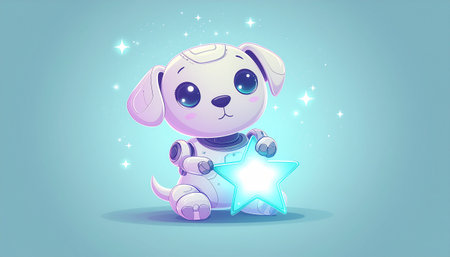 Cute cartoon dog with star. Vector illustration for your design.のイラスト素材
