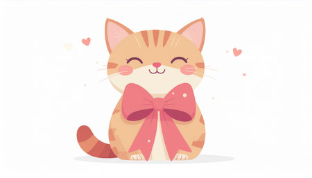 Cute cat with a bow. Vector illustration in cartoon style.のイラスト素材