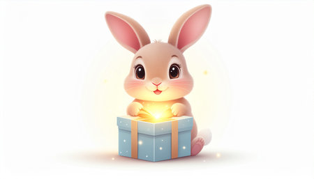 Easter bunny and gift box. Vector illustration for your design.のイラスト素材