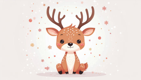 Cute cartoon deer with snowflakes. Vector illustration for your designのイラスト素材