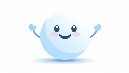 Illustration of a happy blue ball on a white background - vectorのイラスト素材