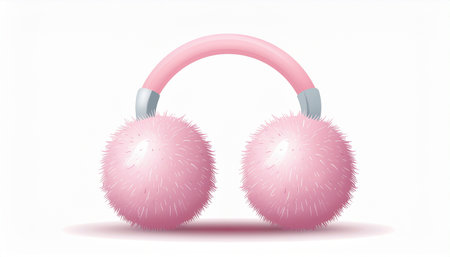 Pink earphones isolated on white background. Vector illustration. Eps 10.のイラスト素材