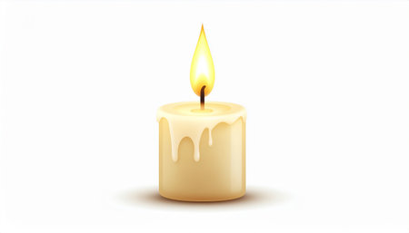 Burning candle isolated on white background. Vector illustration. Eps 10.のイラスト素材