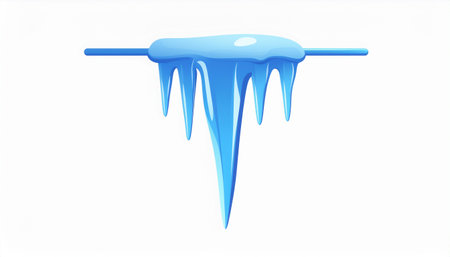 Blue icicle isolated on white background. 3D rendering. 3D illustration.のイラスト素材