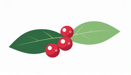 A vibrant illustration of holly berries and leaves, perfect for Christmas-themed designs and holiday greetings.のイラスト素材