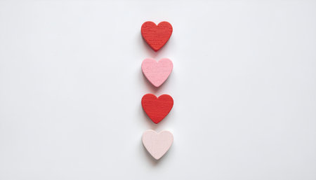 Red and pink hearts on a white background. Valentine's Day.