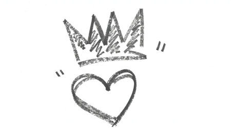 Hand drawn crown and heart on a white background. Love concept.のイラスト素材