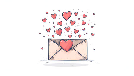 Illustration of an envelope with hearts coming outのイラスト素材