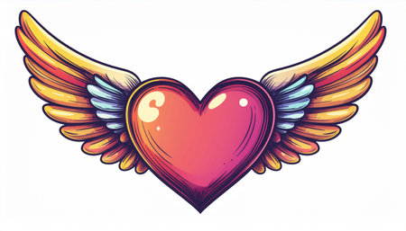 Illustration of heart with wings, love symbolのイラスト素材