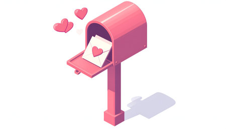 Mailbox with hearts on white background. Isometric 3D illustration.のイラスト素材