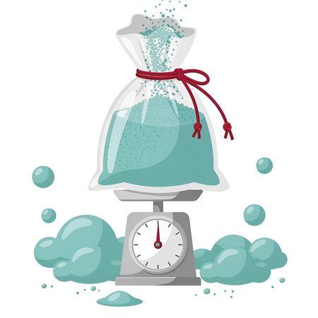 A digital illustration of a money bag on a scale, symbolizing wealth and financial balance.のイラスト素材