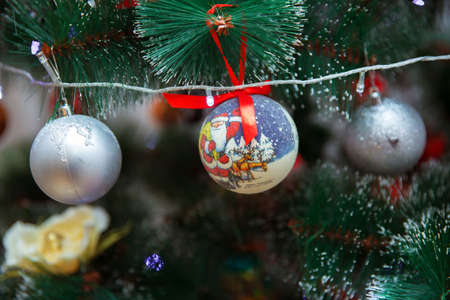 Christmas decoration on abstract background. Christmas balls.の写真素材