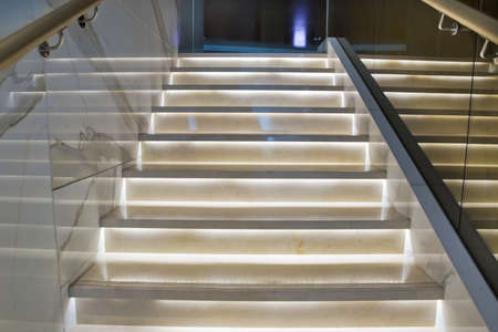 Stair case in the modern hotel interior . Bright stairs in the hotel.の写真素材