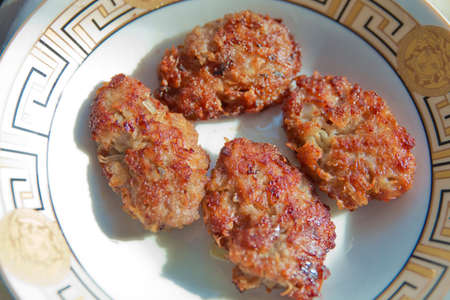 Fried Kotleta closely. Kotleta cutlet with mashed .の写真素材