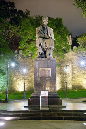 Baku, Azerbaijan at night Sabir square monument