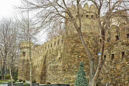 Icheri Sheher in Baku. Azerbaijan . Gate of the old fortress, entrance to Baku old town. Baku, Azerbaijan. Walls of the Old City in Baku . Icheri Sheher is a UNESCO World Heritage Siteのeditorial素材