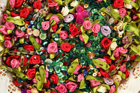 Artificial multicolored flowers . Beautiful multicolored artificial flowers background. flowers decor.の写真素材