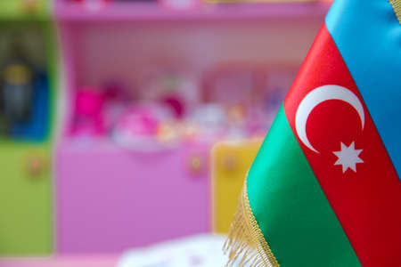 Tooth pick wit a small paper flag of Azerbaijanの写真素材