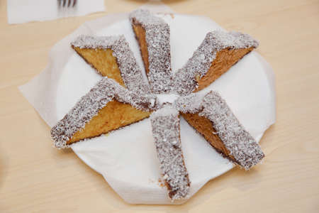 White cake and cake with chocolate.の写真素材