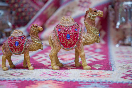 Decorated camel , used generally in indian culture, used as a souvenir . Beautiful camel souvenir as sold in the souq of Baku , Azerbaijan Emirates .の写真素材