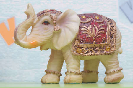 Beautiful elephant souvenir as sold in the souq of Baku , Azerbaijan Emirates .Decorated elephant ,...