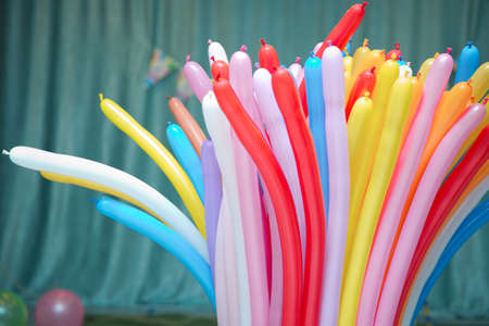 inflatable balloons . birthday celebration, long filled helium balloon, happy holiday concept