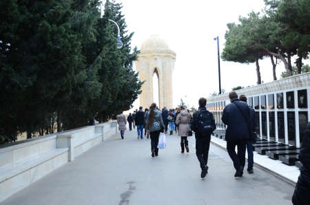 Azerbaijan, Baku: 13.11.2014 . People and The tourists visiting Alley of Martyrs on anniversary of...