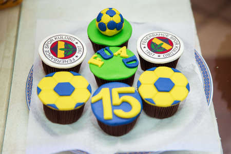 Baku, Azerbaijan. 01.05.2018 . Fenerbahce football team cake for birthday from Azerbaijan . My Special Cakes: Team Cake Fenerbahce .のeditorial素材