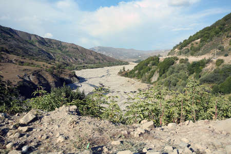 Azerbaijan. Lahic, Ismayilli . 26.08. 2016. Mountainous road leading to Lahic village in Ismayilli...